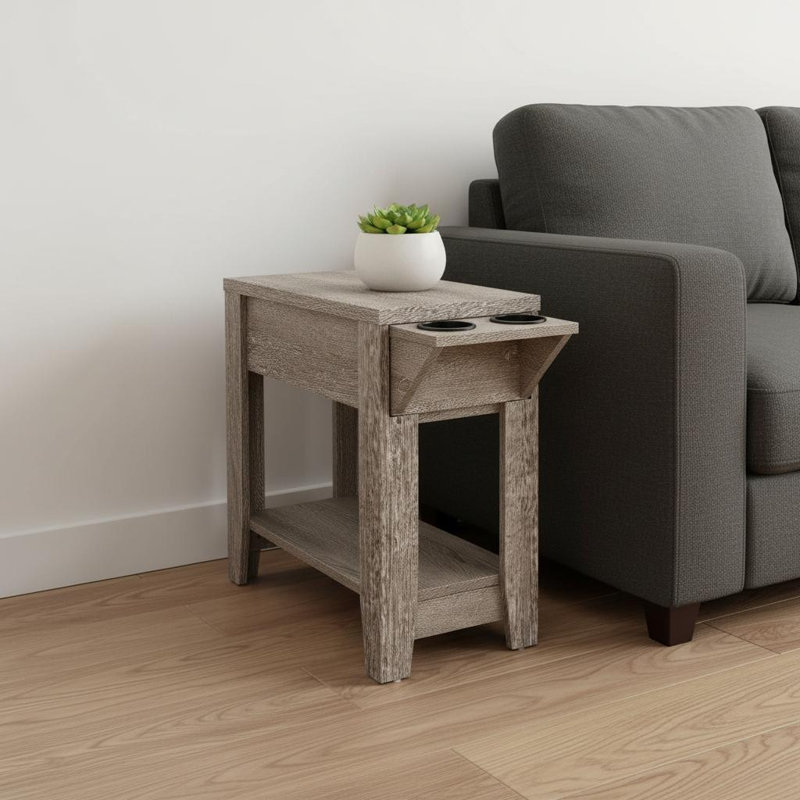 Table de bout en bois taupe avec tablette ouverte Gracie Mills