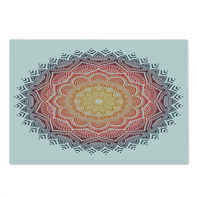 Ambesonne Geometric Cutting Board Large Size Mandala Orient Heart Multicolor