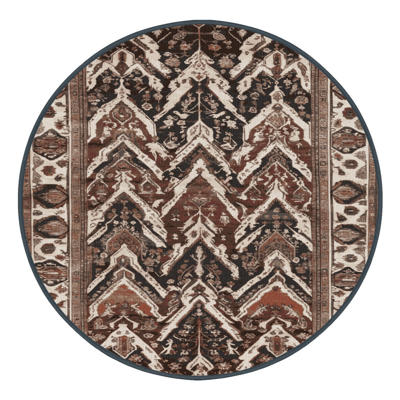 Tapis brun lavable à la machine, Rond 4 pi