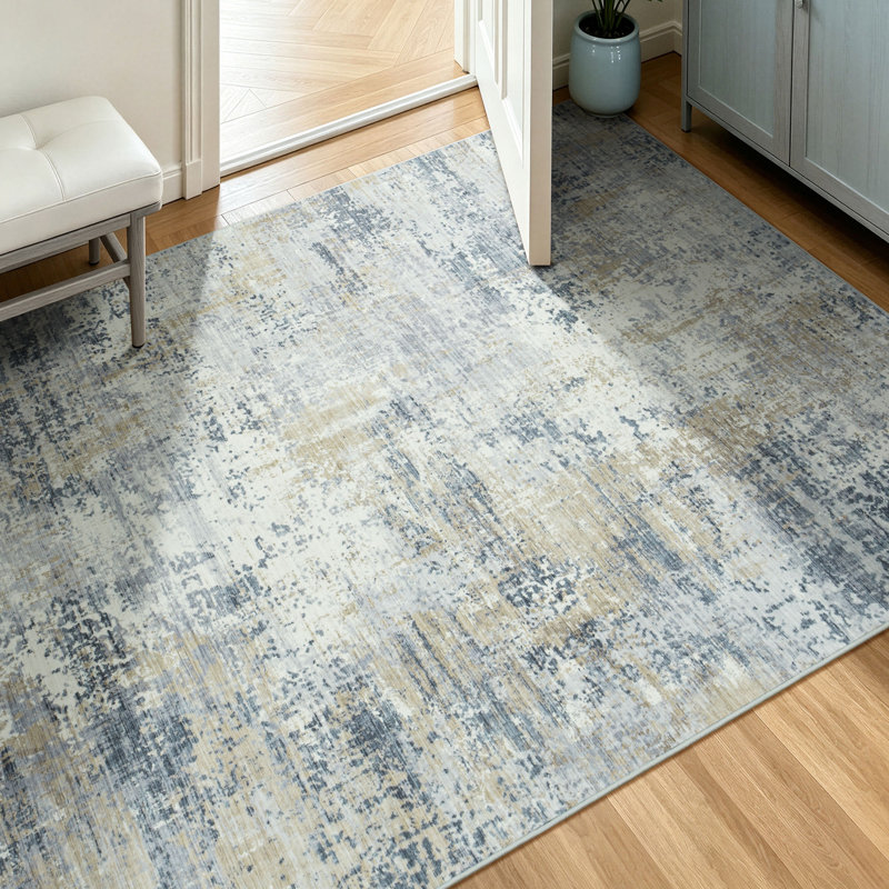 Tapis de couloir moderne abstrait 2x6, Blue