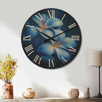 Horloge murale Wildflower - Indigo Island Bloom, imprimée sur bois