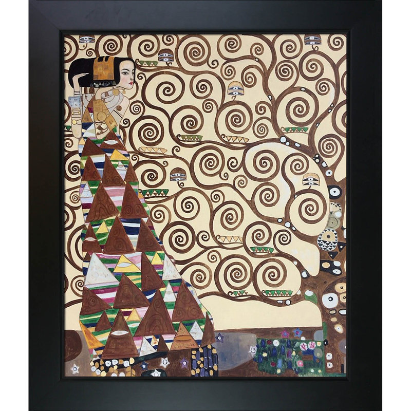« expectation » par gustav klimt,, peinture encadrée, H 28,75 po x l 24,75 po x P 2 po, Bois nouvel âge
