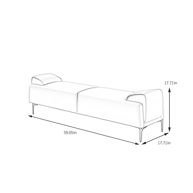 Mishonda Leather Match Upholstered Bench, Orange, 17.71" H x 59.05" W x 17.71" D