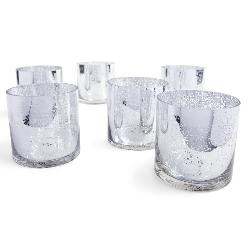 Vase de table en verre, H 4 po x l 4 po x P 4 po, Argent