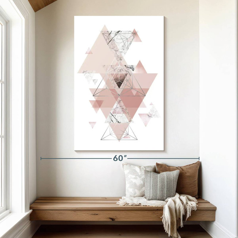 Avery Blush Pink Marbled Geometric, 51" H x 34" W