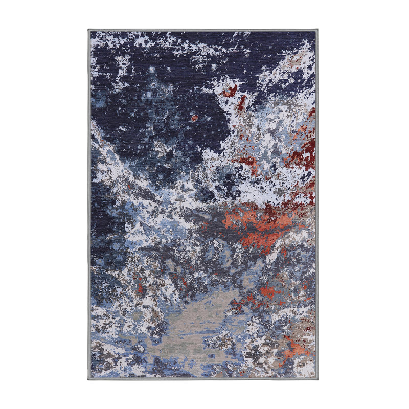 Tapis abstrait bleu, Rectangle 7 pi x 10 pi