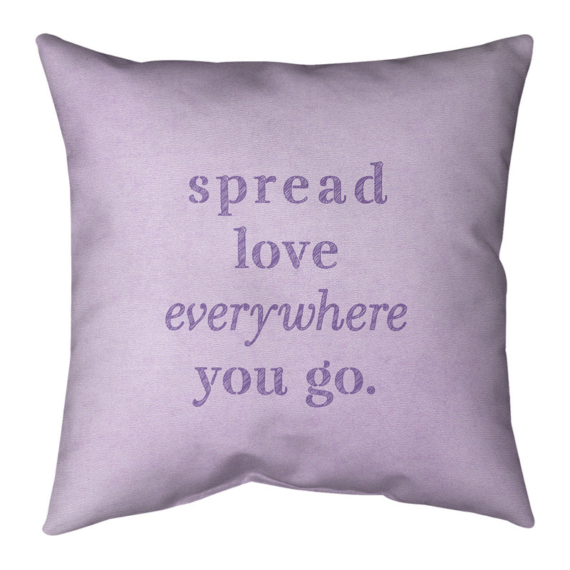 Coussin intérieur / extérieur Spread Love, Mauve, 30 po x 30 po