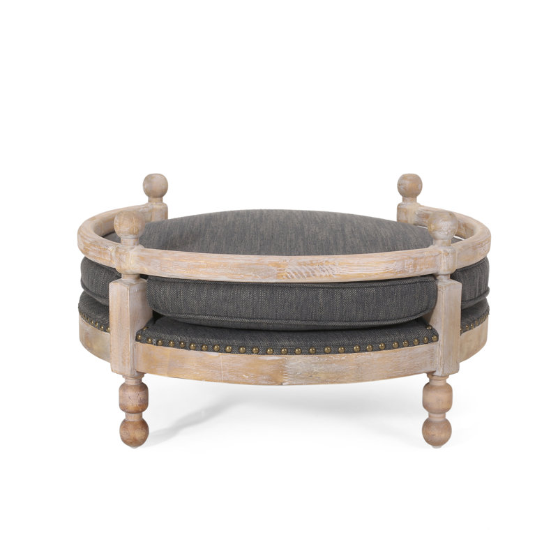 Lit pour animal de compagnie contemporain de taille moyenne l 27,98 po x P 15,05 po, revêtement, garniture cloutée, 100%, couleur gris anthracite moyen