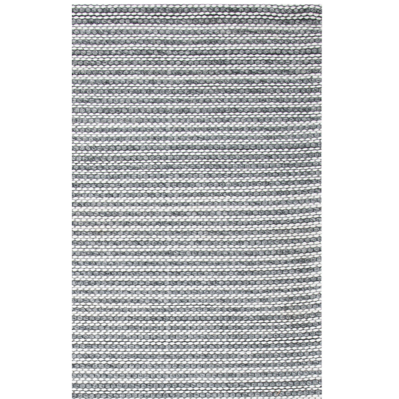 Tapis gris clair / blanc en laine tissé à plat Perry, 2 pi 3 po x 8 pi