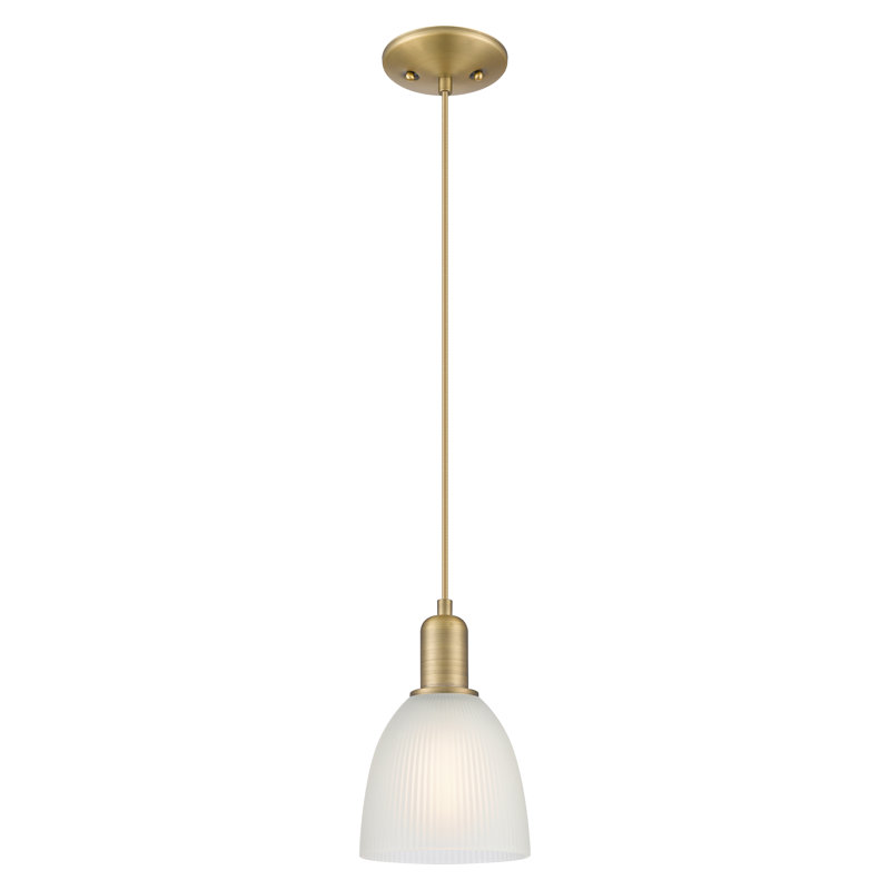 Arcadia - Candor - Mini-luminaire suspendu à cordon 5 lumières 1 po, Laiton brossé, Blanc