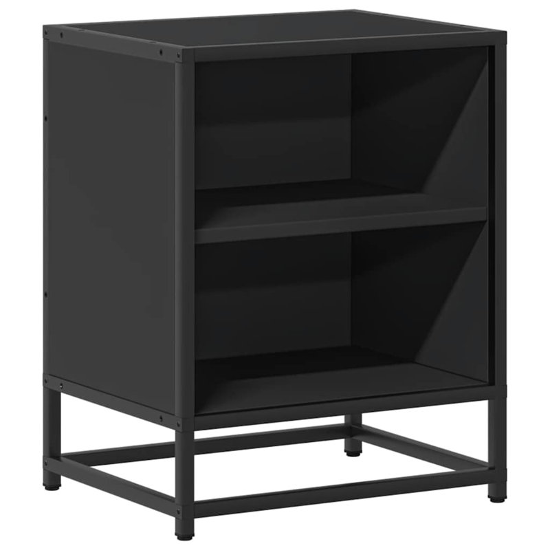 40cm W Metal Bedside Table, Black, 1