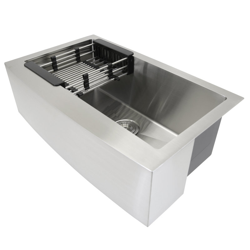Évier de cuisine en acier inoxydable à simple cuve 30 po L