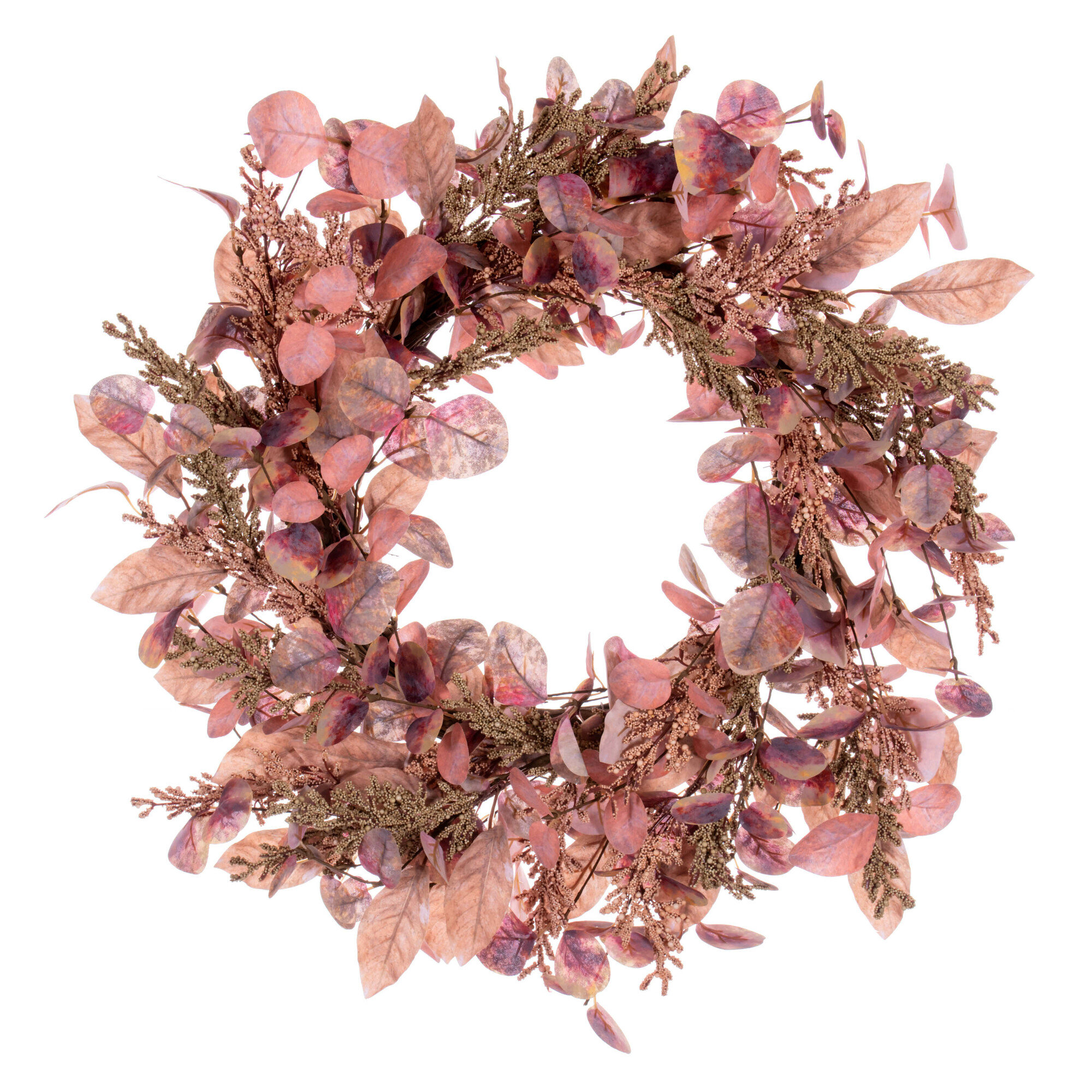 Primrue 22" Dusty Rose Artificial Fall Eucalyptus And Berry Wreath & Reviews | Wayfair