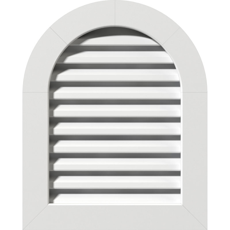 Évent gable à plateau rond en pvc avec cadre plat blanc, H 41 po x l 19 po x P 3 po