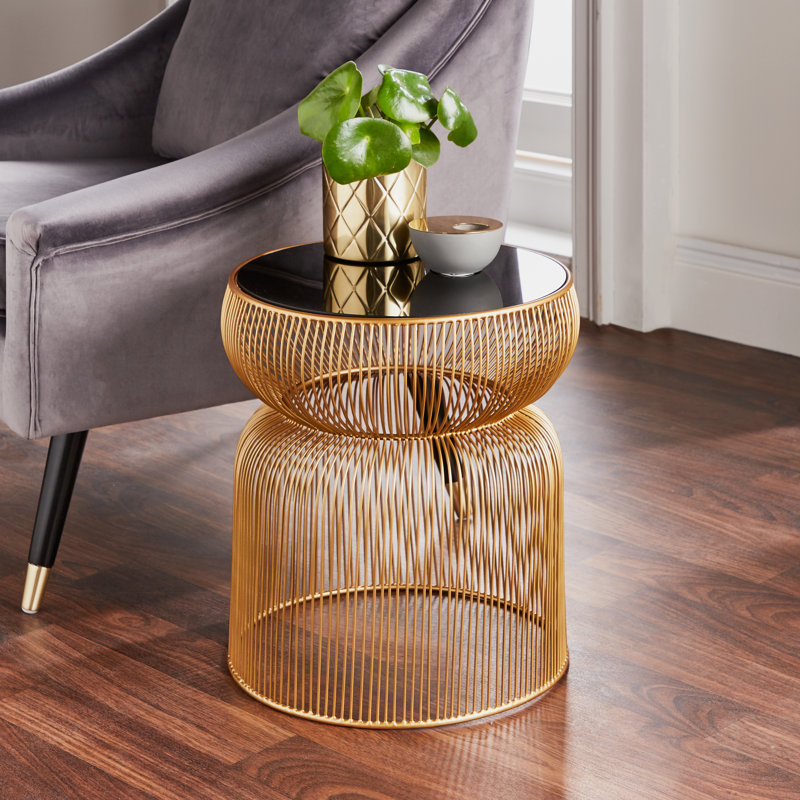 Margriete Glass Top Abstract End Table