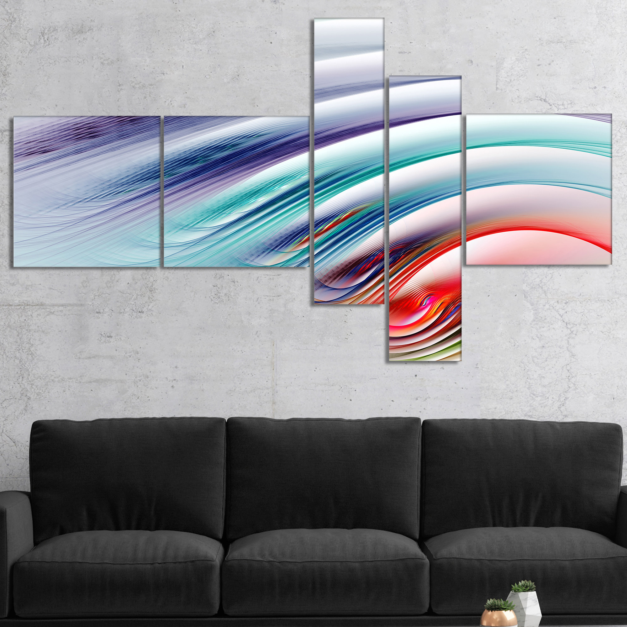 East Urban Home 'Water Ripples Rainbow Waves' Graphic Art Print Multi ...