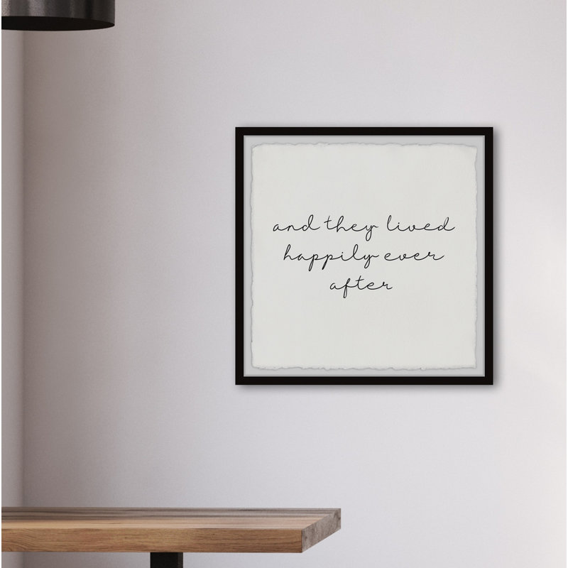 «And Ils Lived Happily», reproduction d'art textuel sur papier encadré, H 24 po x l 24 po x P 1,5 po