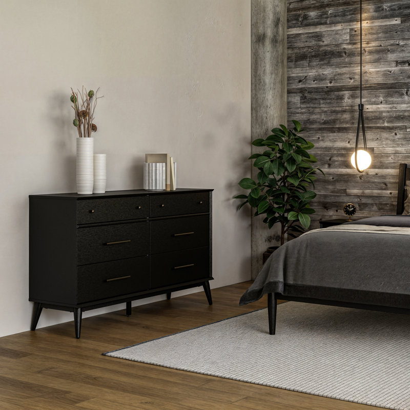 Ashlie 6-drawer double chest of drawers, Black