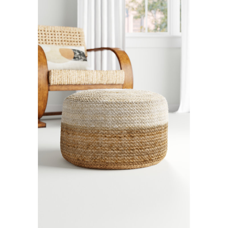 Repose-pieds rond 18 po Teele, Fibres naturelles blanches
