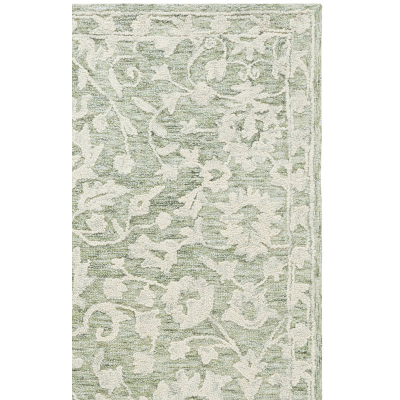 Tapis floral en laine / coton / laine touffeté à la main Marquee 511, Carré 6 pi