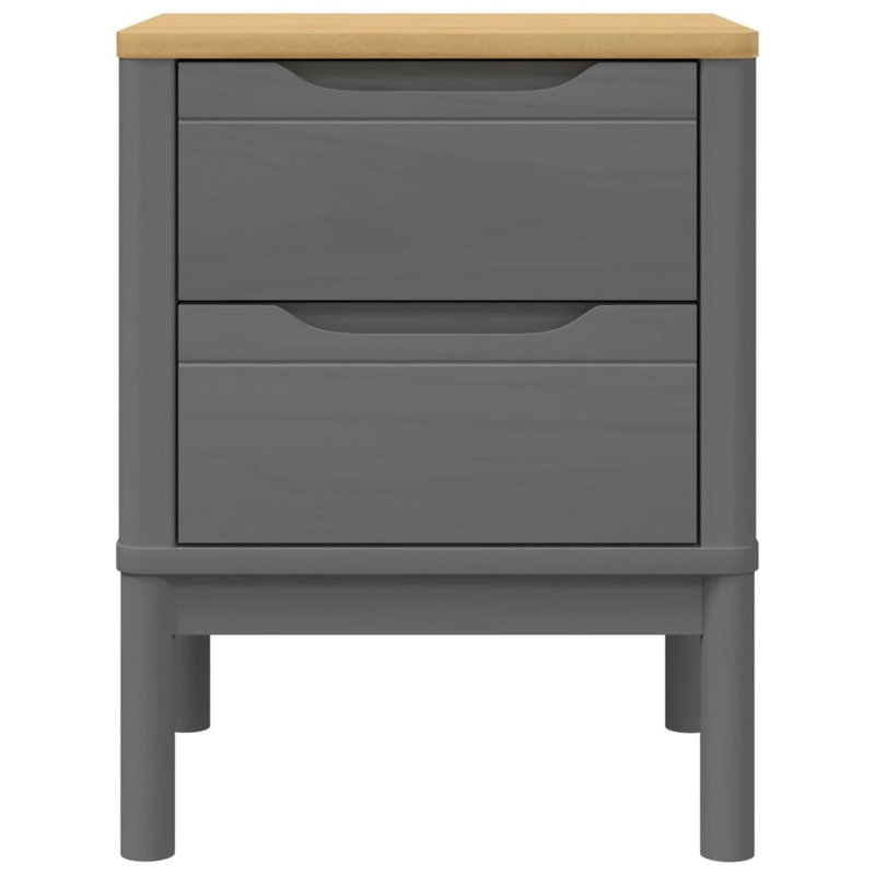 Paycen 45cm W Solid Wood Bedside Table, Grey