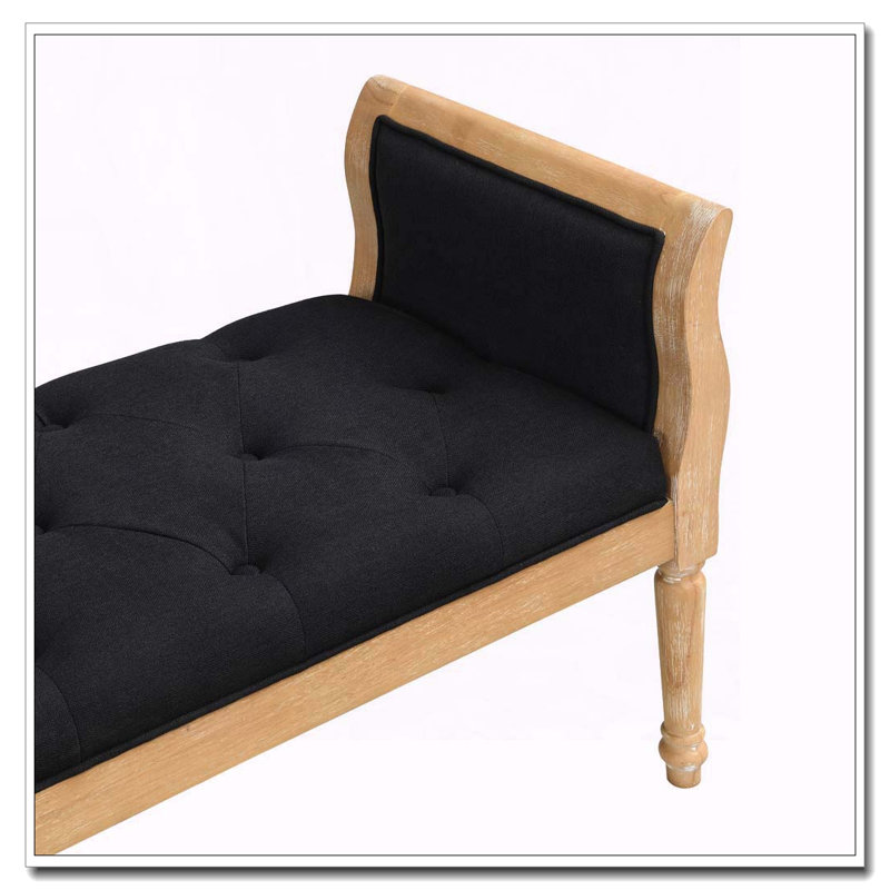 Banc rembourré moderne avec accoudoirs courbés, Charcoal grey,Natural
