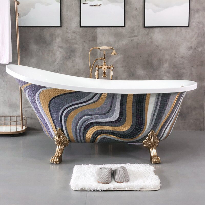 Baignoire de trempage autoportante en acrylique sur pieds Vintage, H 30,71 po x l 59,06 po x P 29,53 po