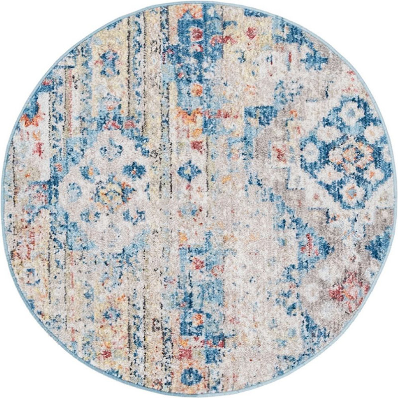 Geometric Indoor Rug, Round 5'