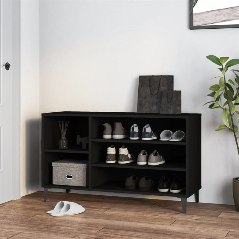 Aubreir Faux Leather Upholstered Storage Bench, Black