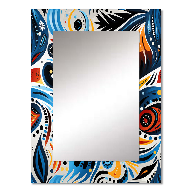 Hedia - Blue Modern Wall Mirror, 32 po x 24 po