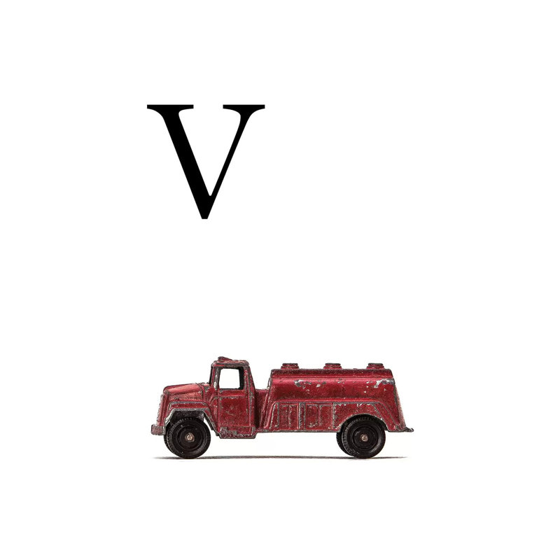 V Water Truck White Letter - Print on Canvas, 66.04 cm H x 45.72 cm W x 1.91 cm D, Wrapped Canvas