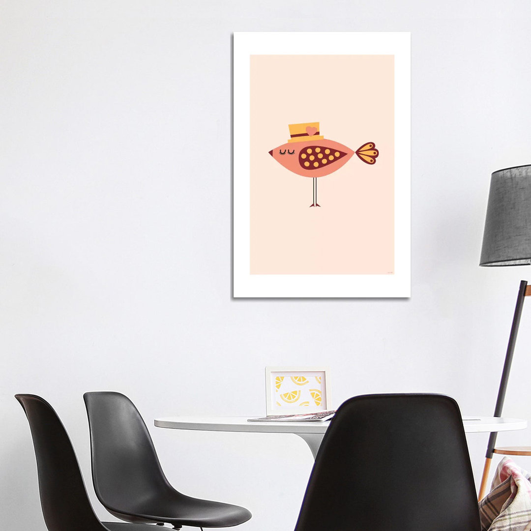 Vogel (Orange) von TomasDesign - Galerie-verpackte Leinwand Giclée