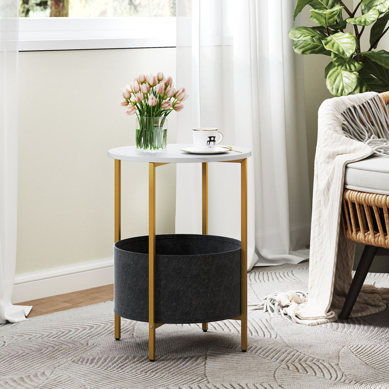 44cm W Metal Bedside Table