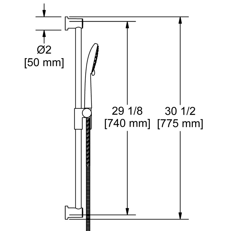Riobel Handshower Set With 31" Slide Bar and 4-Function Handshower, Chrome
