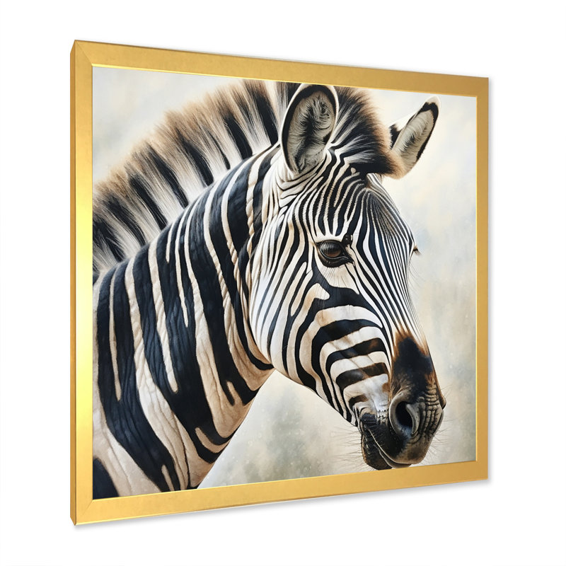 Décoration murale zèbre africain II - Animaux, Cadre doré à une seule photo, H 36 po x l 36 po x P 1,5 po