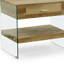 Rein Rein Table de bout rectangulaire en bois naturel et verre avec tiroir de rangement et tablette ouverte