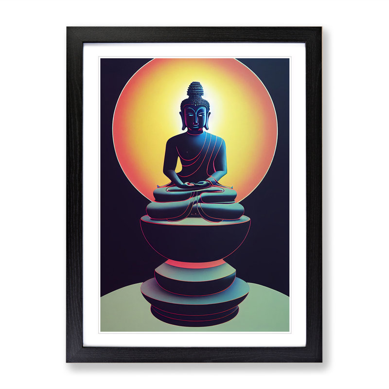 Awe Inspiring Buddha - Single Picture Frame Print, Black Framed, 64cm H x 46cm W x 2cm D