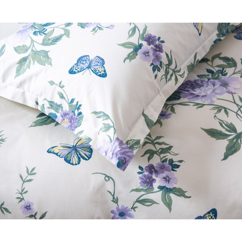 Cotton Sateen Floral Duvet Cover, King