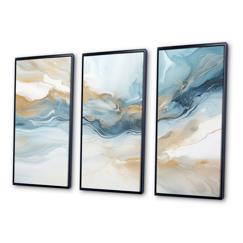 Ensemble de salon Blue Storm, Cadre flottant noir, H 28 po x l 36 po x P 1 po