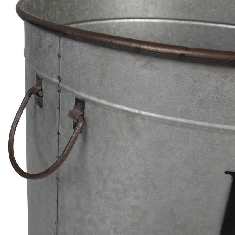 Sego Decorative Round Metal Buckets with Handles and "Flower Market" Text