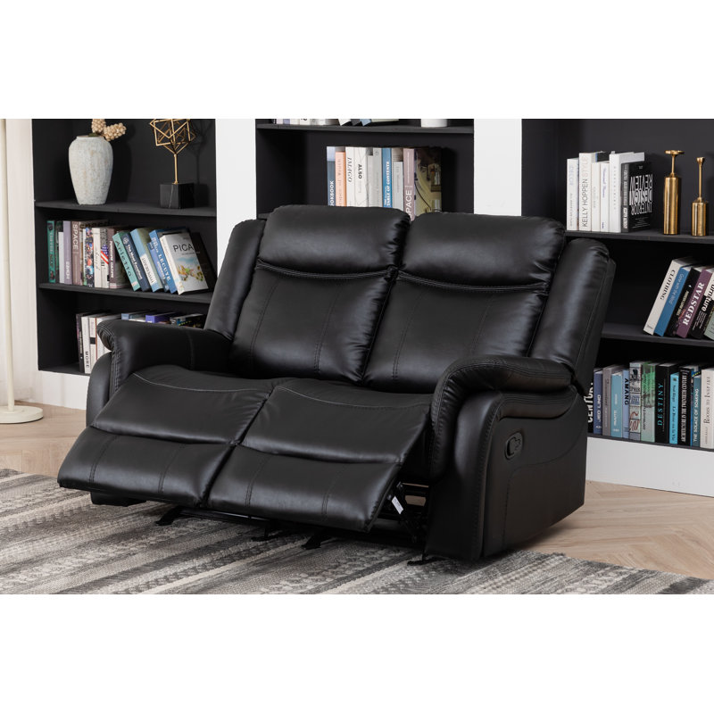 Kerveen Recliner, Black Faux Leather