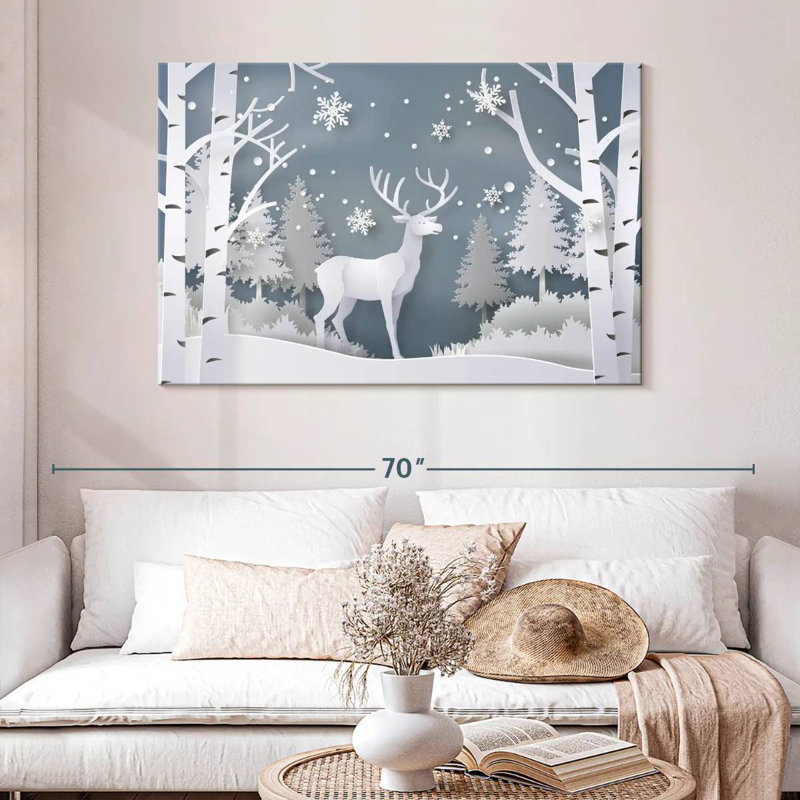 Cerf blanc neige, H 32 po x l 48 po