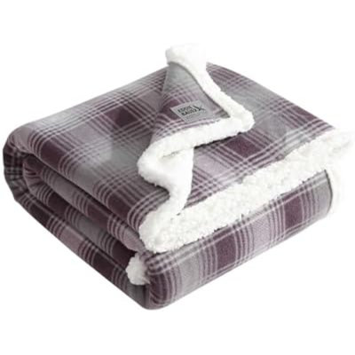 Jeté, sherpa ultra-doux et literie réversible pour un confort à l'année, jeté pour canapé ou lit (mauve écossais nordique, 50 po x 70 po)