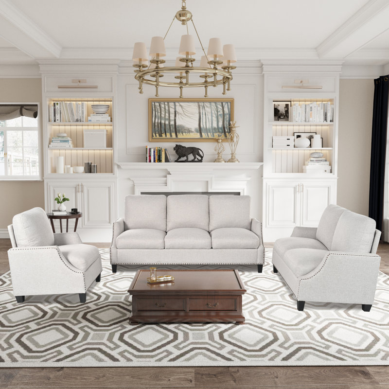 Ensembles de canapés modernes en polyester pour appartements: canapé modulaire polyvalent beige avec fauteuil