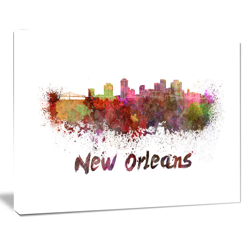 «New Orleans Skyline Cityscape» par Designart, impression sur toile, H 30 po x l 40 po