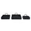 S/3 Black Woven Paper Trays With Curved Iron Handles L:15.5X12x4.5" M:14X10x4.5" S:8X8x4.5"