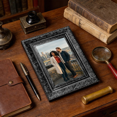 Cadre photo 5 pi x 7 po 5 pièces noir classique moderne pour décor de salon