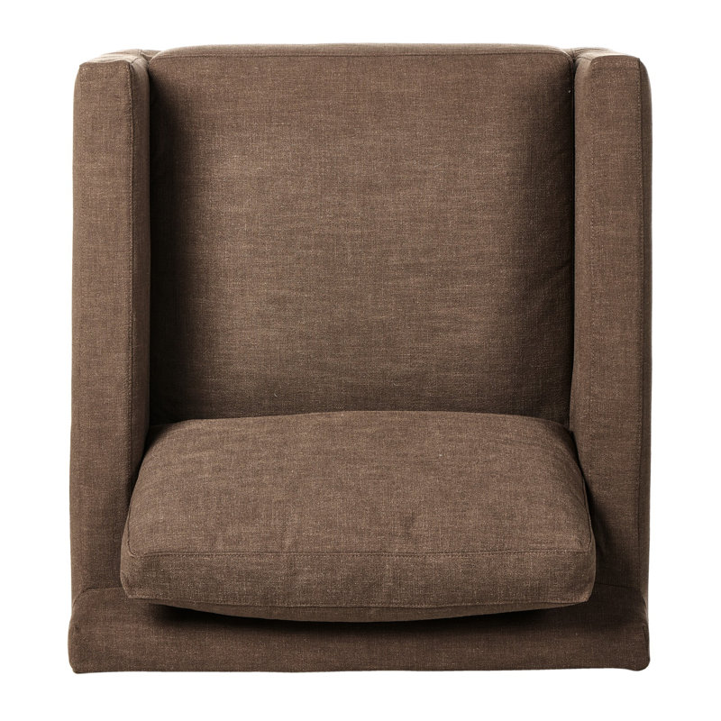 Hampton Slipcovered Swivel Armchair, Antwerp Cafe Linen Blend