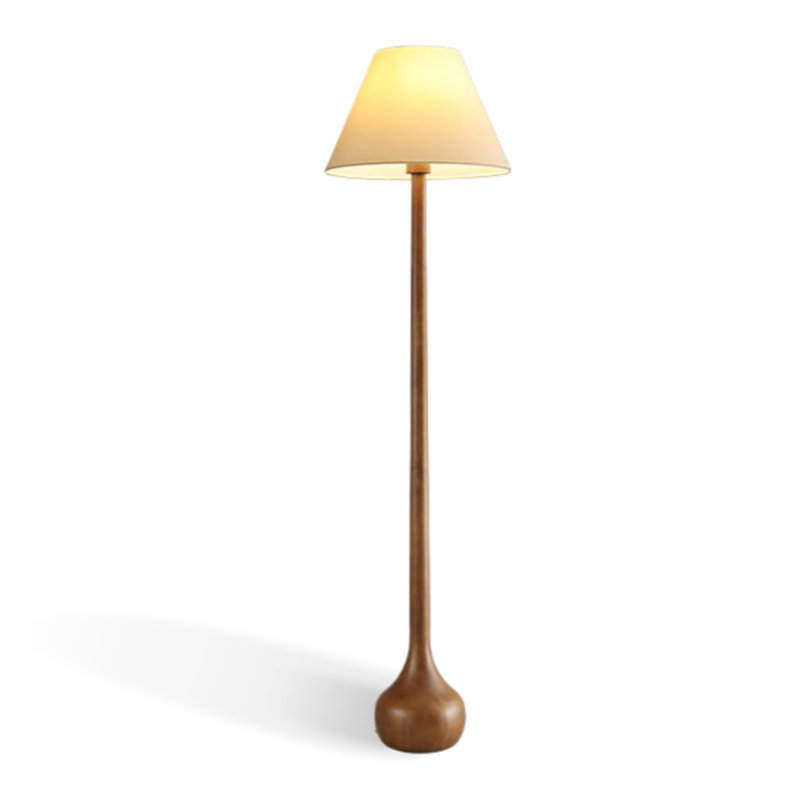 Simple solid wood original wood fabric lampshade floor lamp