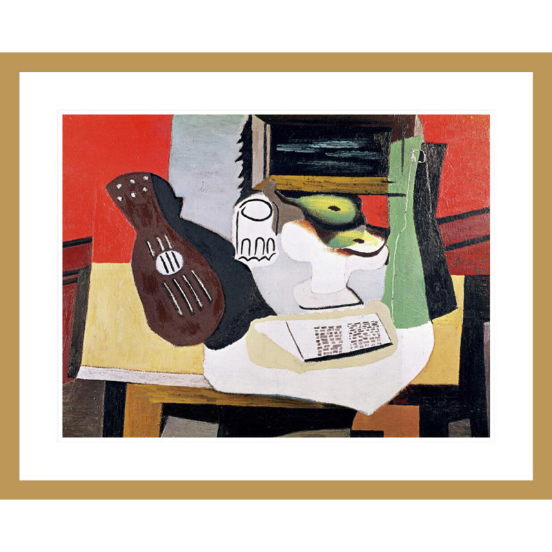 Nature morte avec une guitare par Pablo Picasso, impression giclée sur cadre, H 23,5 po x l 28,99 po